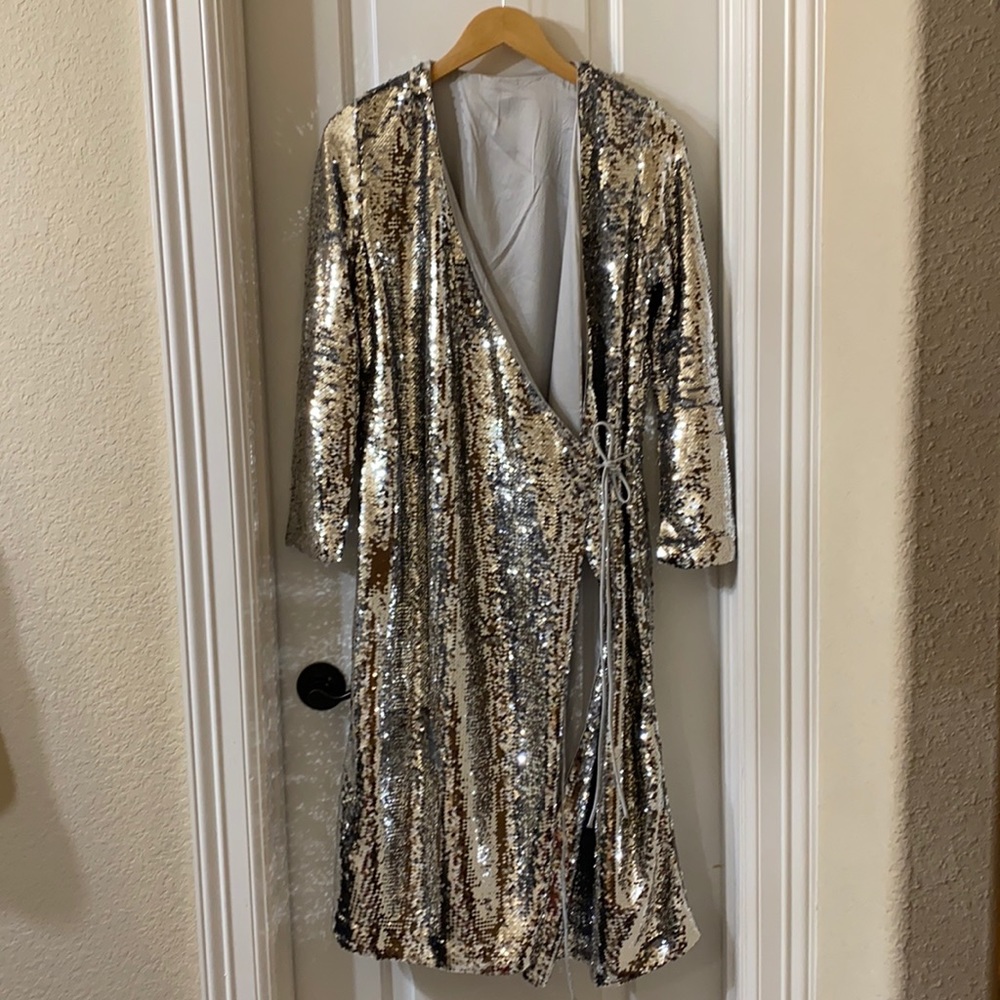 Ganni sequin wrap dress